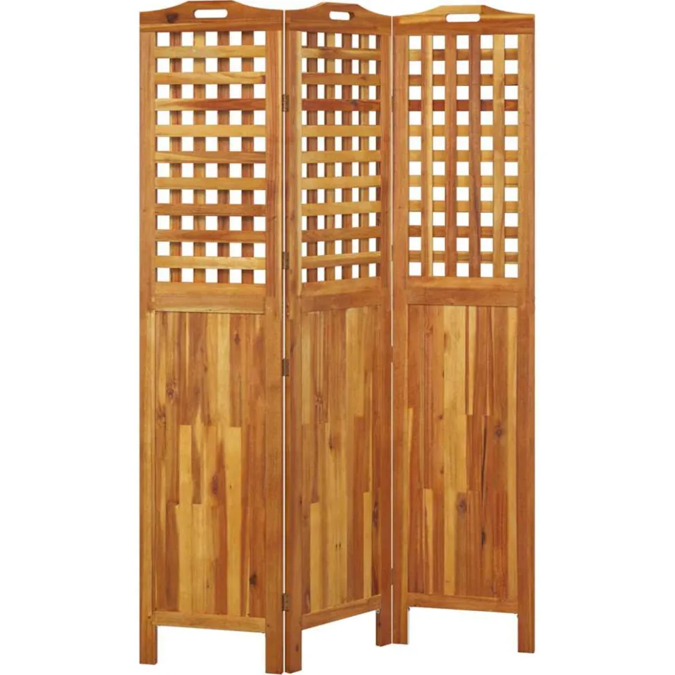 vidaXL Kamerscherm met 3 panelen 121,5x2x180 cm massief acaciahout bruin, foto 4