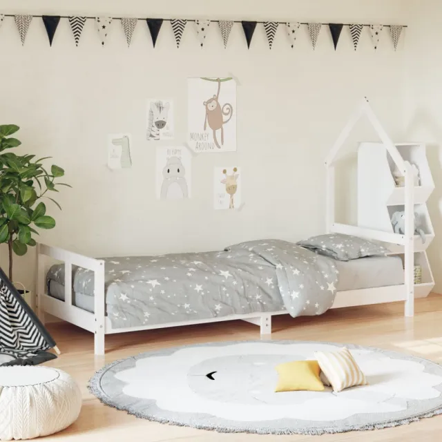 vidaXL Kinderbedframe 80x200 cm massief grenenhout wit, foto 2