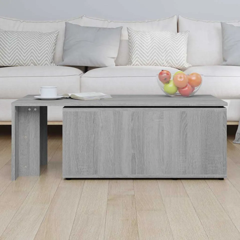 vidaXL Salontafel 150x50x35 cm bewerkt hout grijs, foto 4