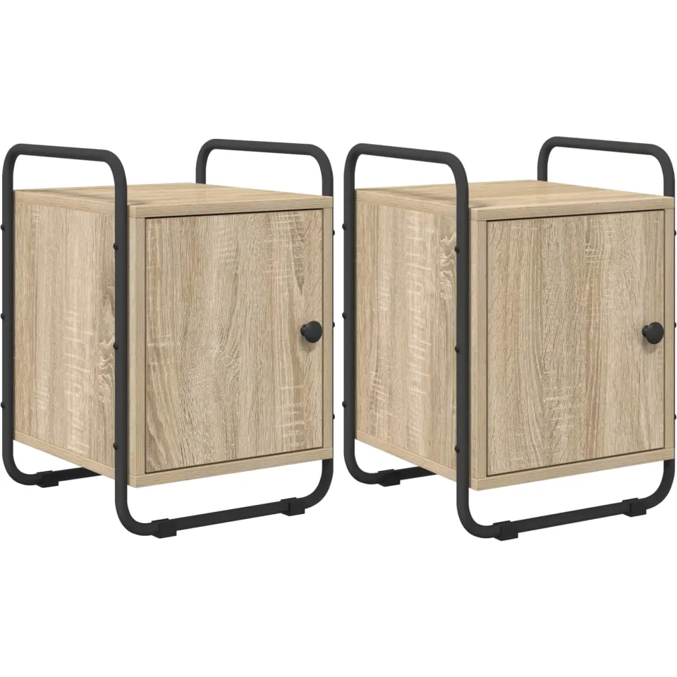 vidaXL Nachtkastje 2 st Sonoma Eiken Bewerkt hout Bruin