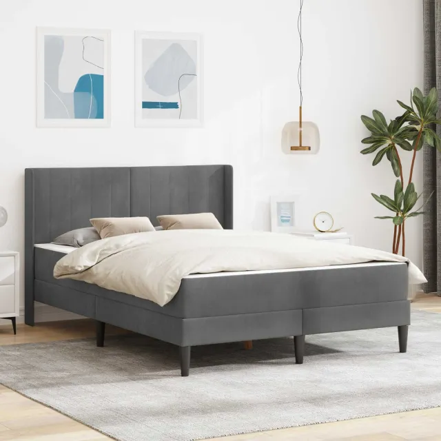 vidaXL Bedframe met matras Donkergrijs 120 x 190 cm fluweel