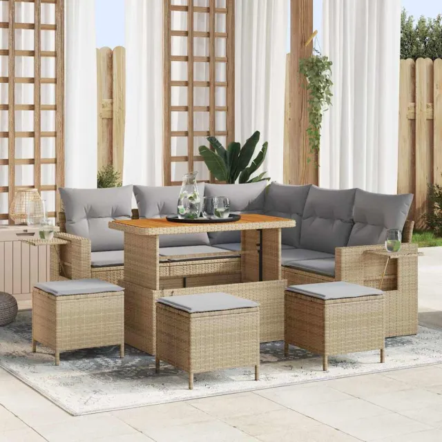 vidaXL Tuin Sofa Set 9 st Beige poly rattan, foto 2