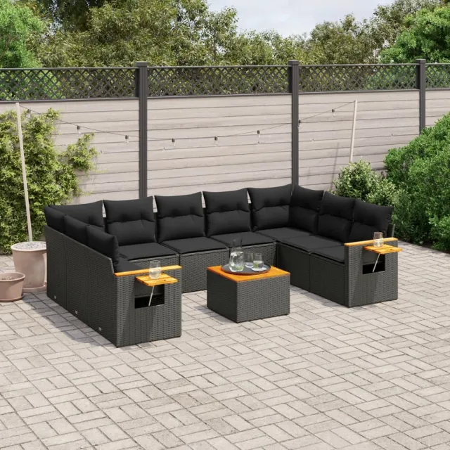 vidaXL Patio Sofa Set 7-zits Black, foto 2