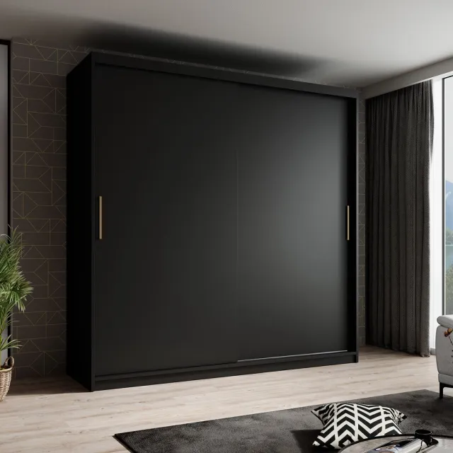 MEUBELLA Kledingkast Mandalin - Zwart - 200 cm