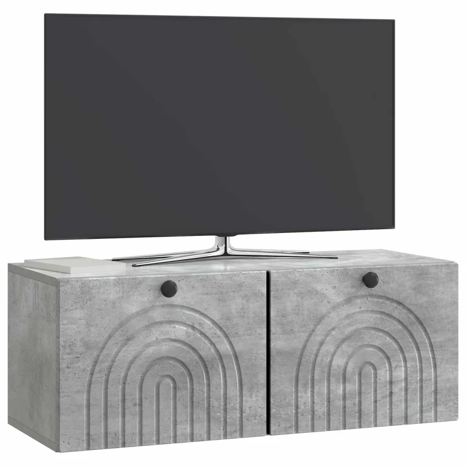 vidaXL Wandbeugel TV-kast Betongrijs 78,5 x 31 x 30 cm Bewerkt hout grijs, foto 3