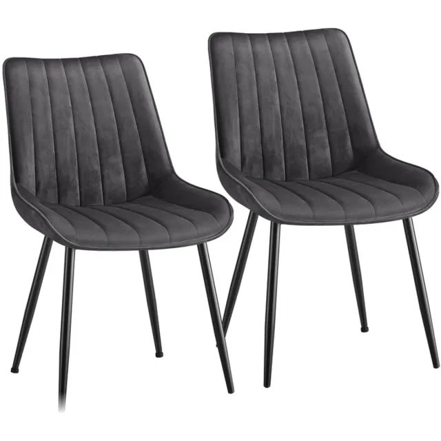 Songmics Eetkamerstoelen – Set van 2 – Stalen poten – Grijs/Inktzwart