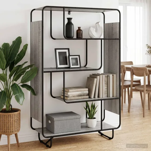 vidaXL Hoge kast Grijs Sonoma 93.5 x 37.5 x 144 cm Bewerkt hout, foto 2