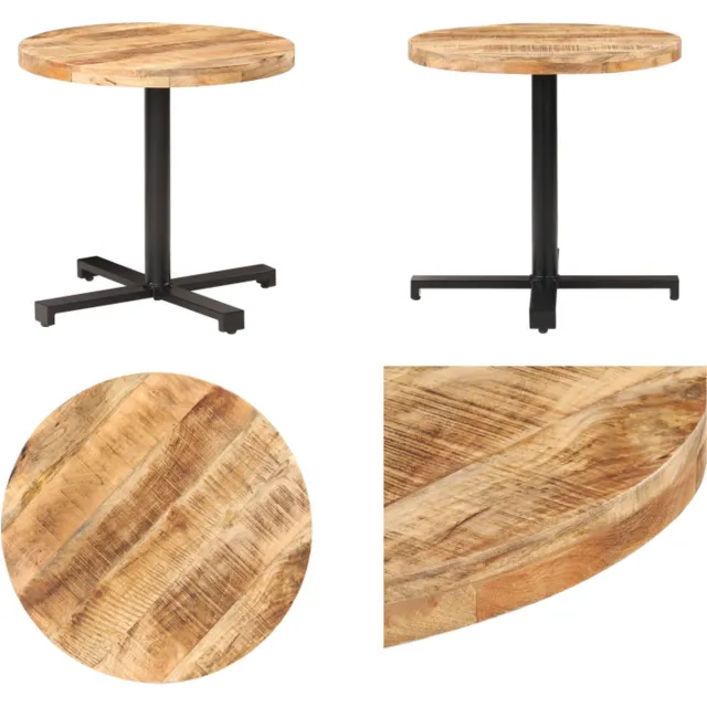 vidaXL Bistrotafel - rond - Ø80x75 - cm - ruw - mangohout Bruin