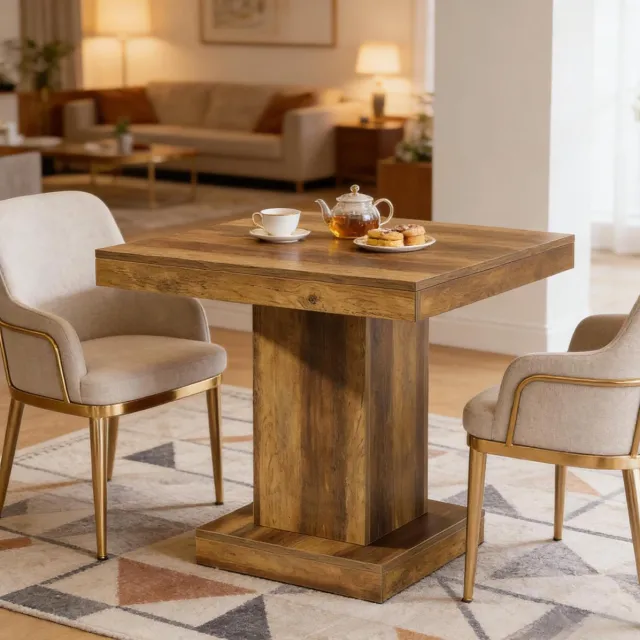 REDOM Tafel - Ruimtebesparend - Vierkant tafelblad - Voor 1 tot 4 personen - Landelijke stijl - Eetkamer of kantoor - MDF - Bruin - 80 x 80 x 75 cm