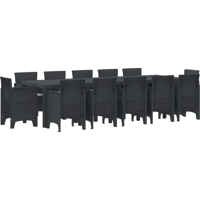 vidaXL Tuin Eetset 13 st Antraciet en Lichtgrijs Riet en Polyester Anthraciet