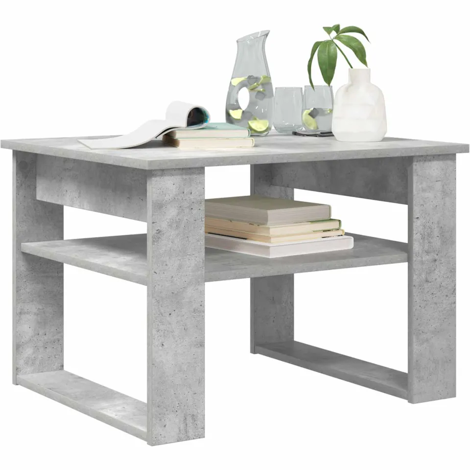vidaXL Salontafel Beton Grijs 64 x 54 x 44 cm Bewerkt hout, foto 3