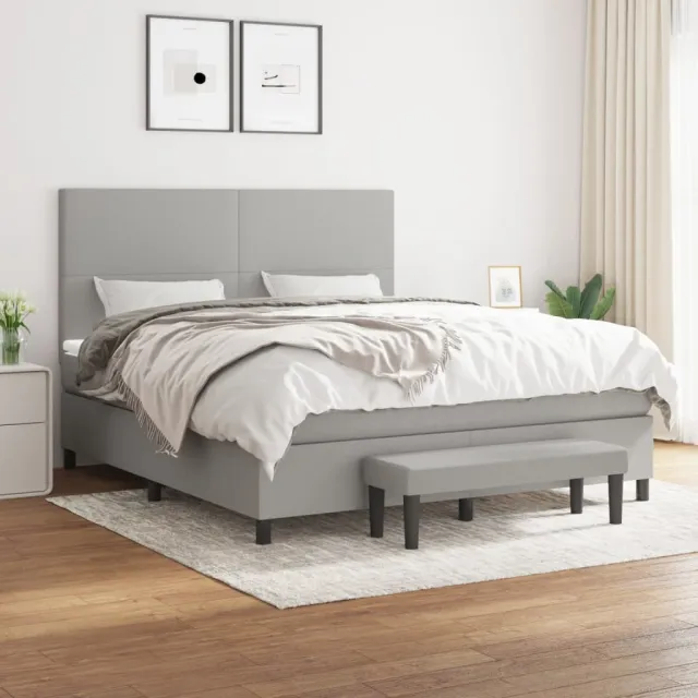 vidaXL Boxspring met matras stof lichtgrijs 160x200 cm grijs