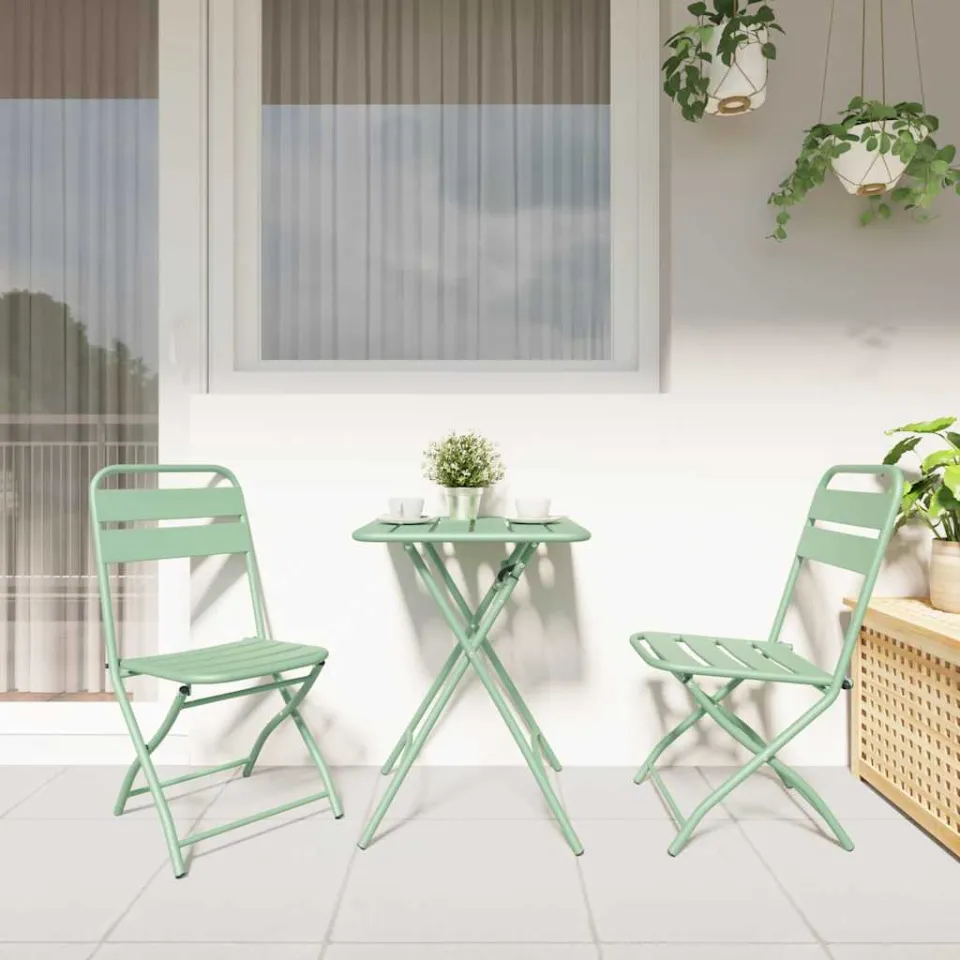 vidaXL Bistroset 3 st Groen Staal, foto 4