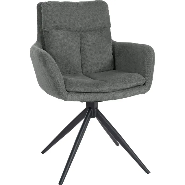 CLP Vilas Eetkamerstoel - Draaibaar - Fauteuil - Met armleuning - Metaal frame - Stof/grijs