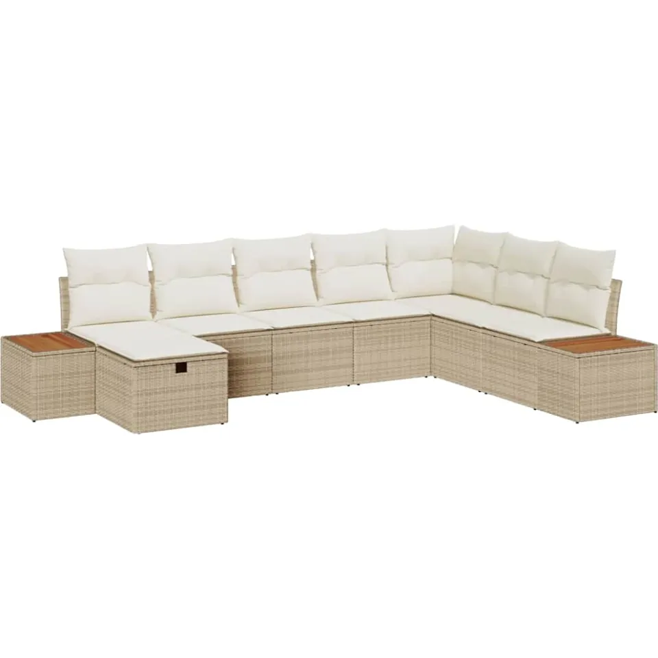 vidaXL Tuinbankenset 9 st Beige poly rattan