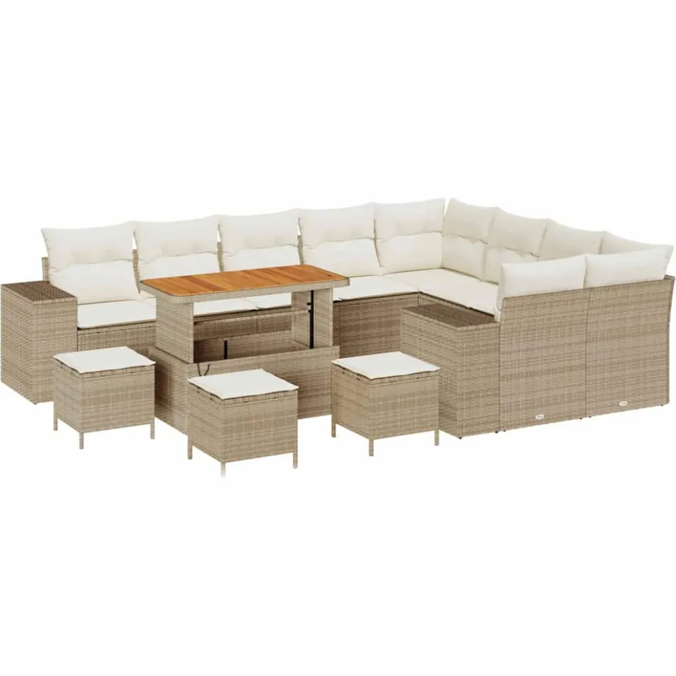 vidaXL Tuin Sofa Set 13 st Beige poly rattan