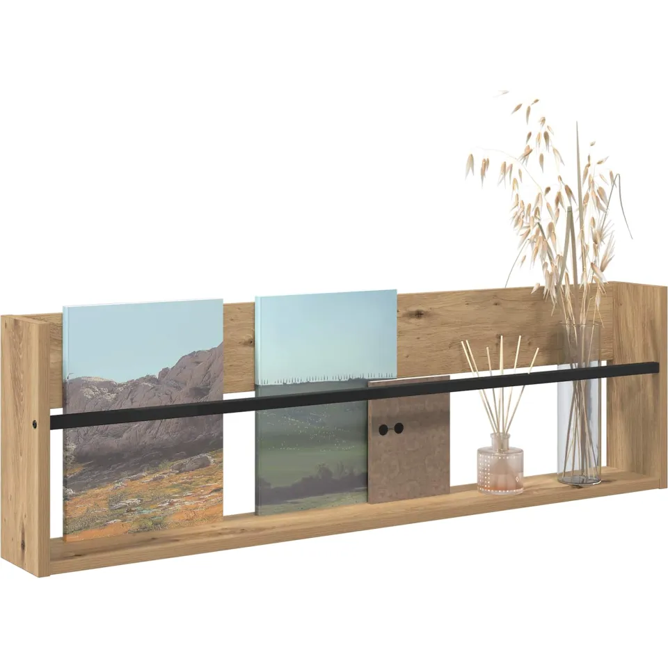 vidaXL Tijdschrift Rek Artisan Eiken 100 x 12 x 30 cm Bewerkt hout Bruin