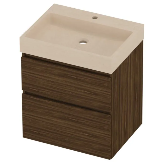 Proline Evoli Badmeubelset Hardsteen Loft 1 Kraangat 60x46x70 cm Sand Stone Cabana Oak Eiken