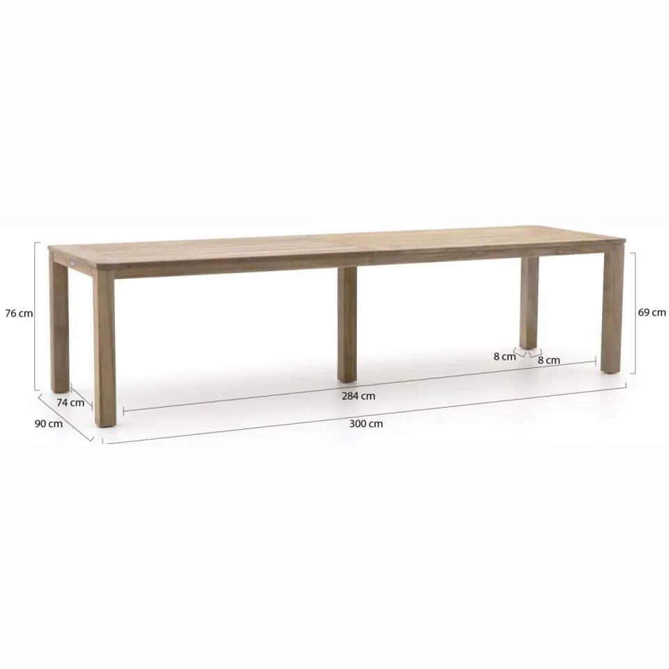ROUGH Furniture ROUGH-S dining tuintafel 300x90x76cm bruin, foto 3
