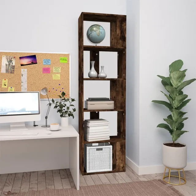 vidaXL Boekenkast 45x24x160 cm bewerkt hout gerookt eikenkleurig, foto 2