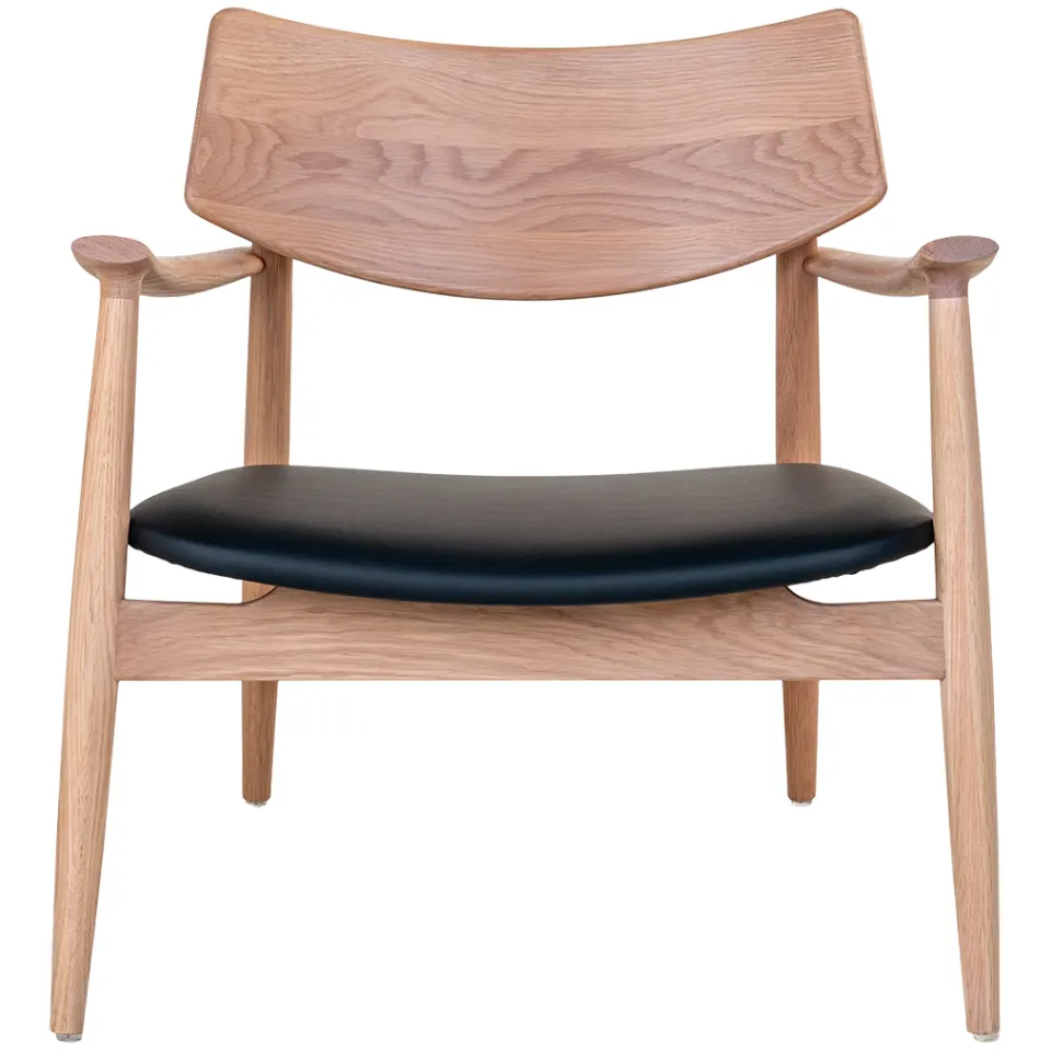 Artichok Oliver houten fauteuil naturel - met zwarte kunstleren zitting, foto 3