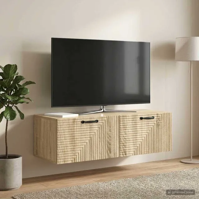 vidaXL Wandbeugel TV-kast Sonoma Eiken 98 x 41 x 30 cm Bewerkt hout Bruin