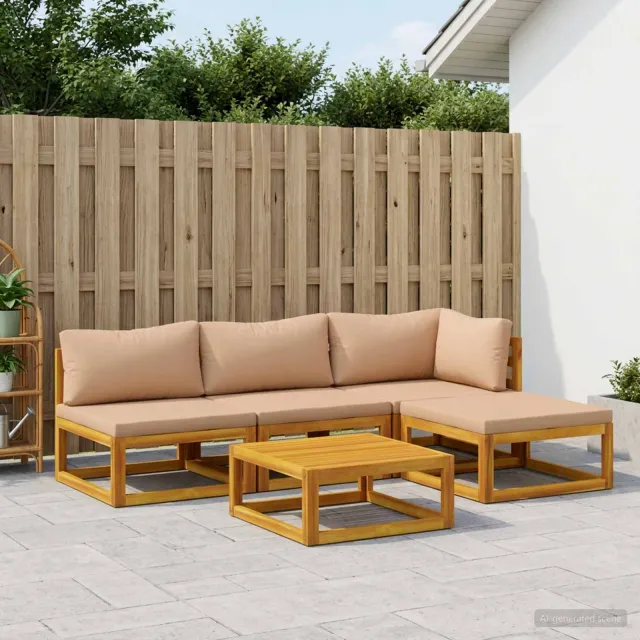 vidaXL Bankstel 5 st Naturel Massief Acaciahout Beige