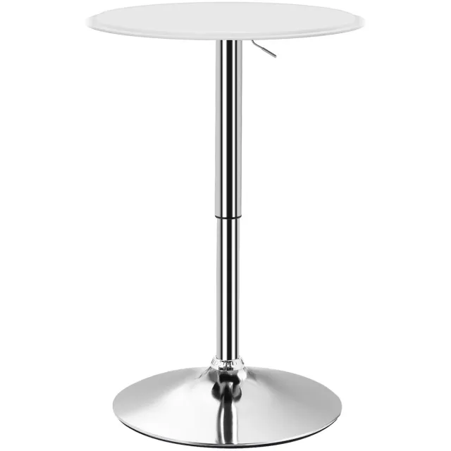 Archi Bartafel Verstelbare Hoogte – Tafel - 67-93 cm – 360° Draaibaar – Ø63 cm – Wit – Hoge Tafel voor Keuken, Eetkamer en Bar Wit/chroom