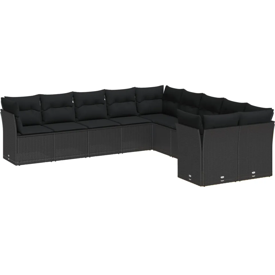 vidaXL Tuinbankenset 13 st Zwart poly rattan