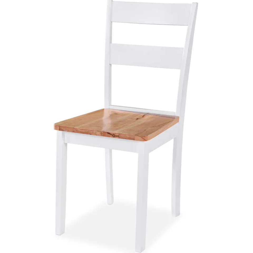 vidaXL Eetkamerstoelen 6 st massief rubberwood wit, foto 2