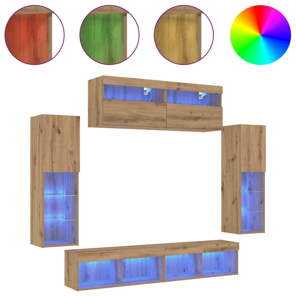 vidaXL Tv-meubelset 6 st 30,5 x 30 x 102 cm artisanaal eikenkleurig, foto 4