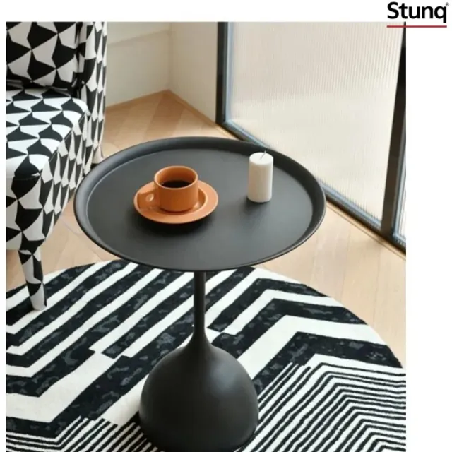Stunq Ronde Bijzettafel Zwart - Minimalistische Koffietafel met Opstaande Rand