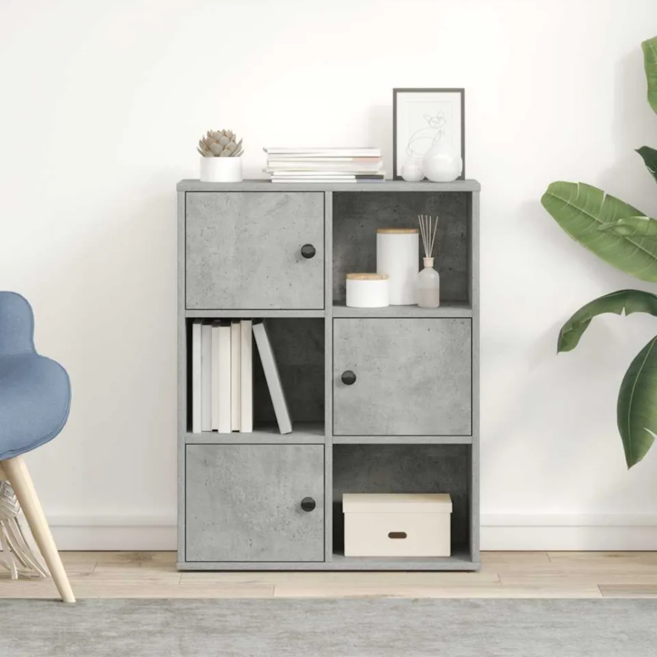 vidaXL Boekenkast 60x24x76,5 cm bewerkt hout betongrijs grijs, foto 2