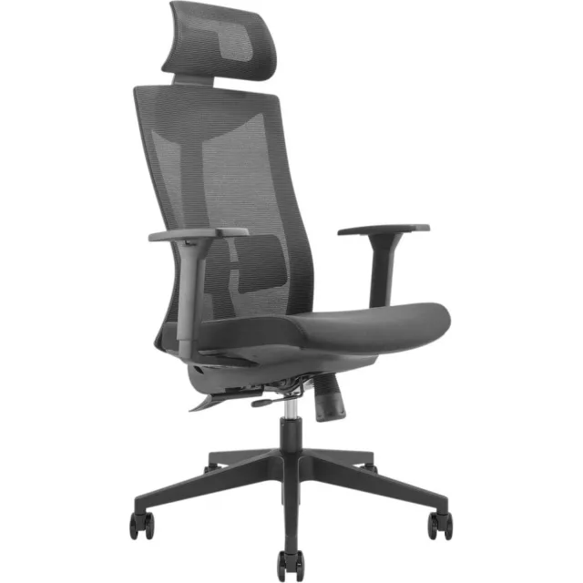 Maclean Ergo Office - Ergonomische Bureaustoel - Bureaustoel - Office Chair - hoogte verstelbare - Hoofdsteun - max. belasting 150 kg - Zwart