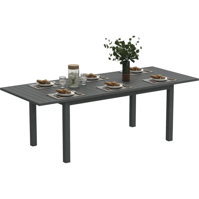 Outsunny tuintafel aluminium uitschuifbaar - Buitentafel - Terrastafel - Grijs Grau