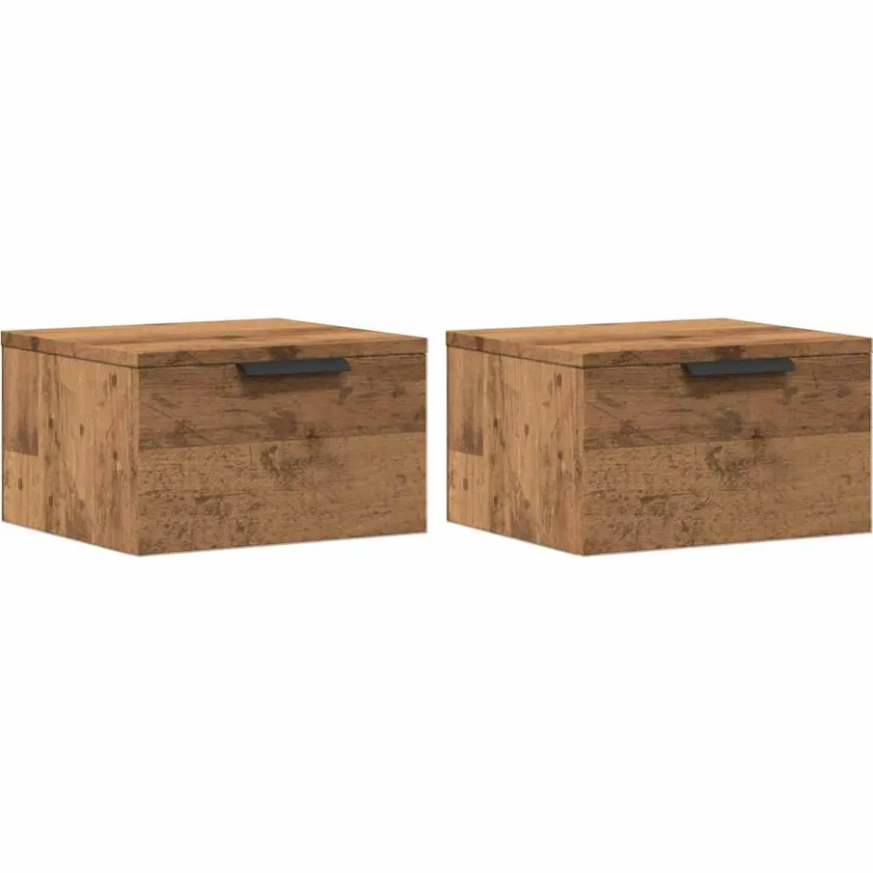 vidaXL Nachtkastjes 2 st wandgemonteerd 34x30x20 cm artisanaal eiken Bruin