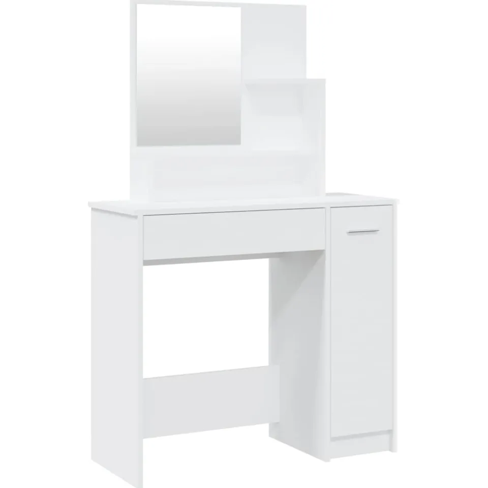 vidaXL Kaptafel met spiegel 86,5x35x136 cm wit