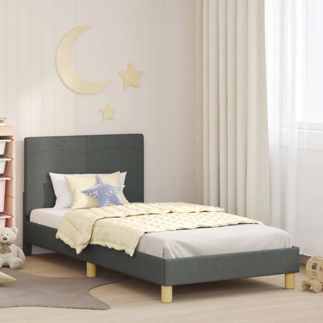 vidaXL Bedframe voor kinderen met hoofdbord Donkergrijs 80 x 200 cm