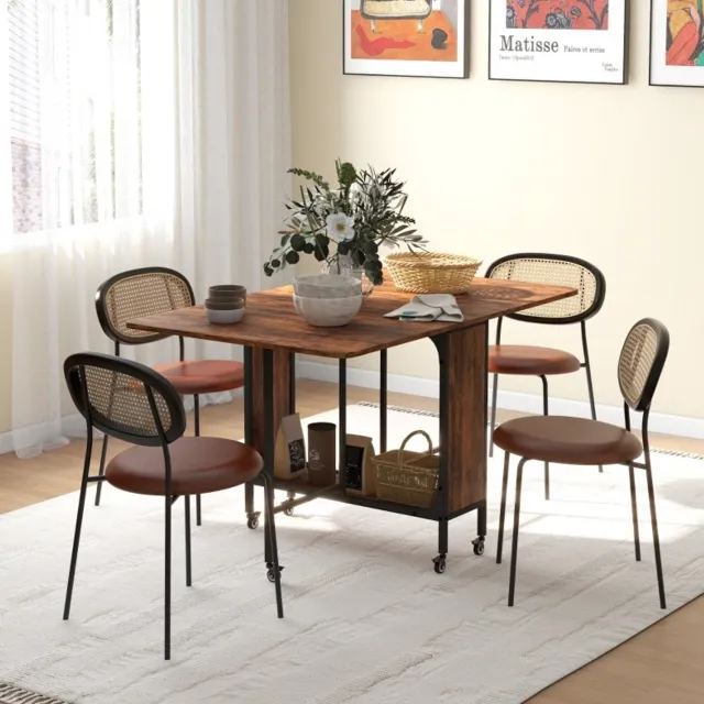 CHICFURN Eettafel - 6 personen - Opklapbaar - Wielen - Rustiek bruin