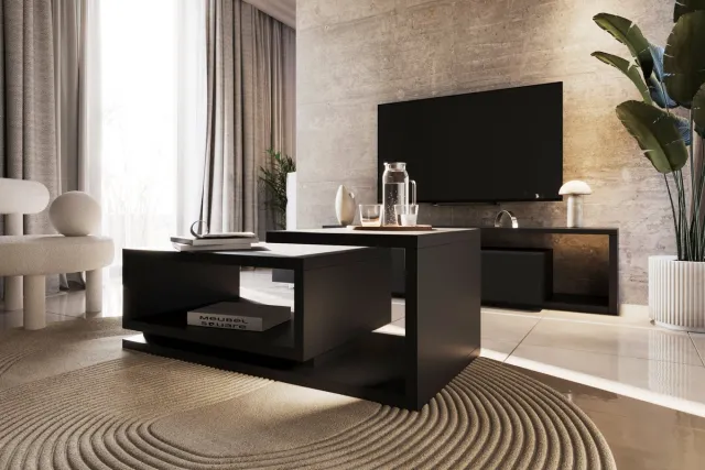 Meubel Square Salontafel Tron - Mat zwart - 120cm