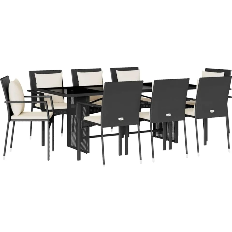 vidaXL 9-delige Tuinset poly rattan zwart, foto 3