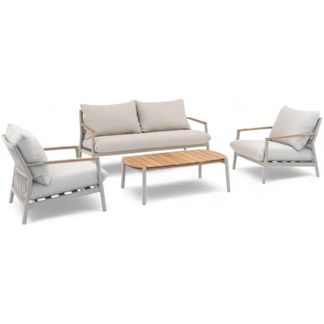 Belito Julia Stoel-Bank Loungeset 4-delig | Taupe | Aluminium & Rope | 4-5 Personen Beige