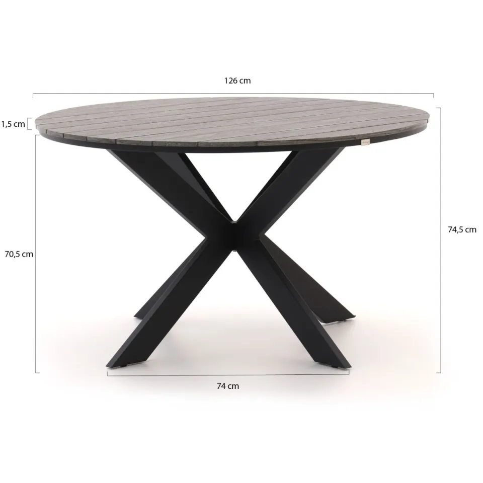 Bellagio tuinmeubelen Bellagio Fidenza dining tuintafel ø126cm zwart, foto 2