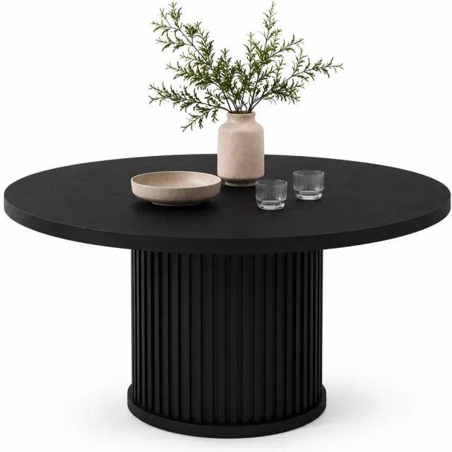 Jurrys Eettafel - Eetkamertafel Rond - Keukentafel - 4 tot 6 personen - Metalen onderstel - Industrieel - 120cm - Zwart