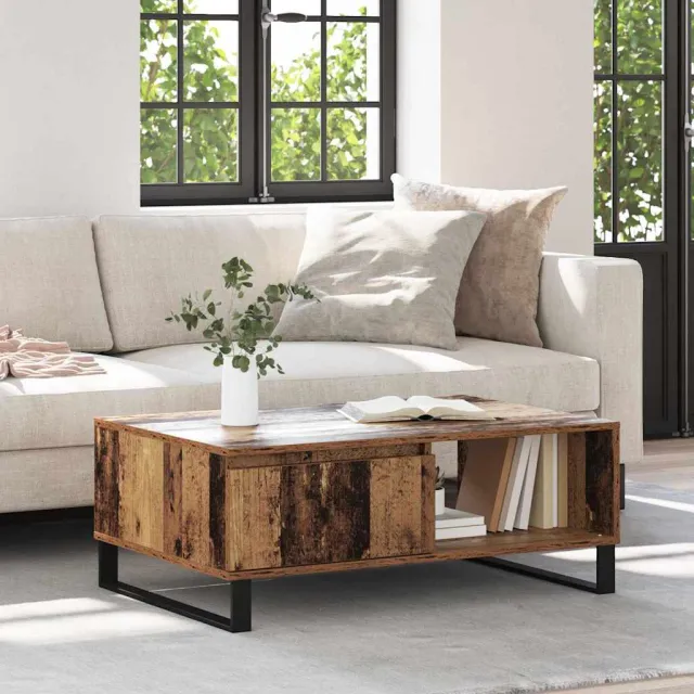 vidaXL Salontafel Oud Hout 90 x 60 x 35 cm Bewerkt hout Bruin