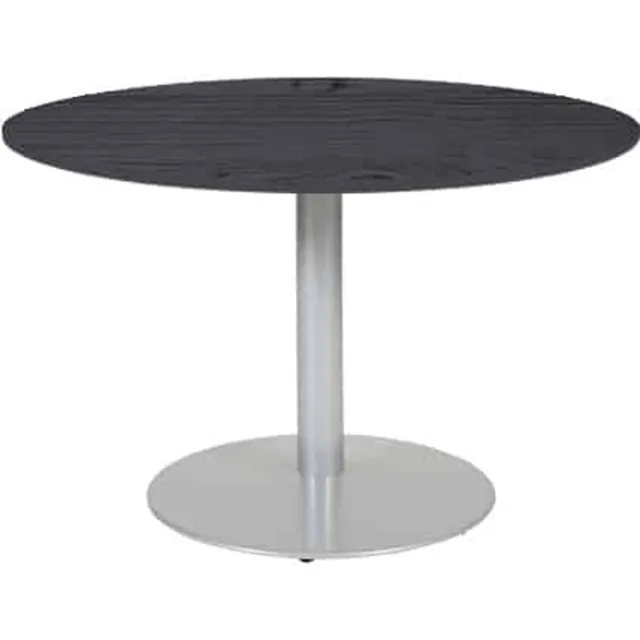 Schaffenburg Linesto 120cm ronde vergadertafel op vaste hoogte (74cm) met schaduwzwart 25mm blad en aluminium (RAL9006) trompetvoet Aluminium (RAL9006)/Schaduw Zwart
