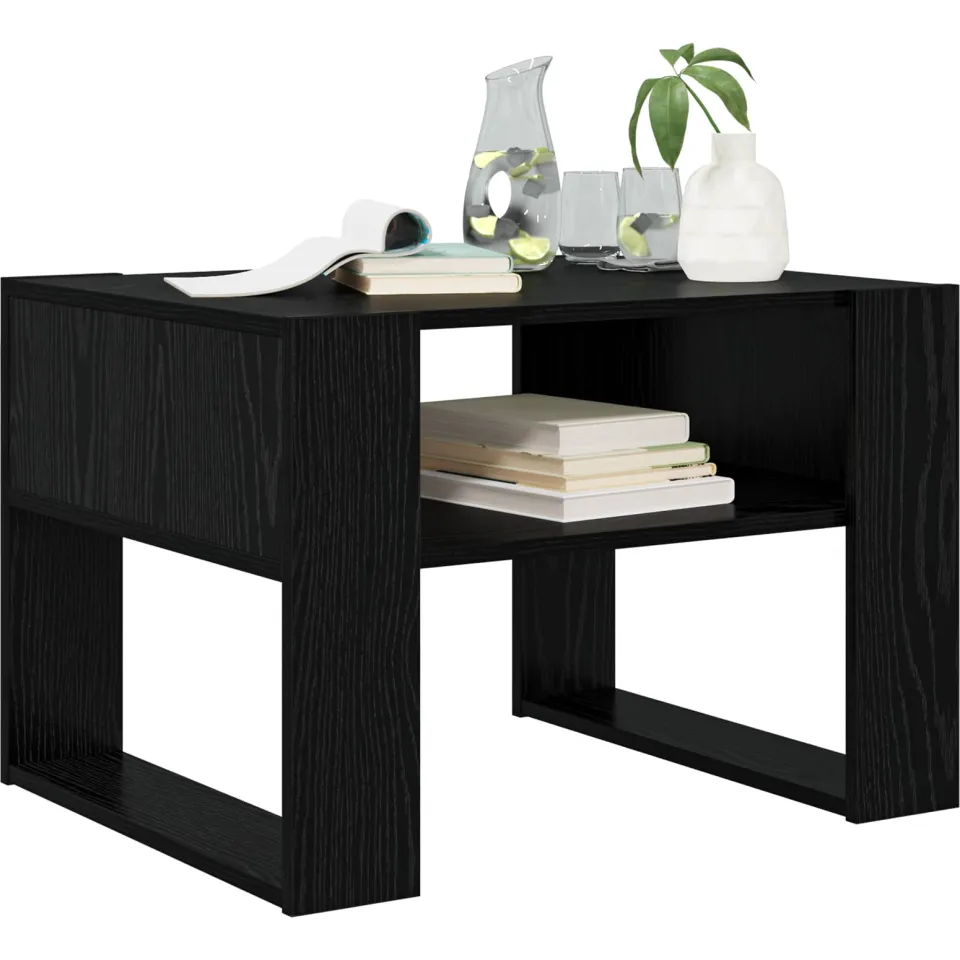 vidaXL Salontafel Zwart Eiken 66 x 53 x 45 cm Bewerkt hout, foto 3