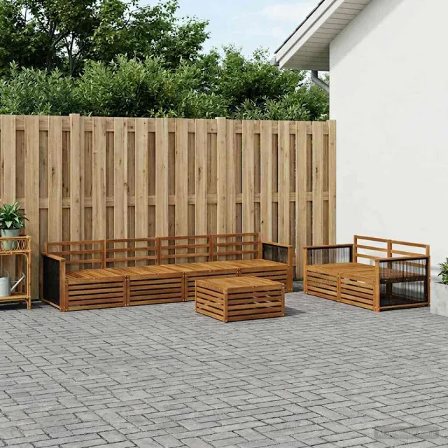 vidaXL Buiten bankenset 7 st 6-zits Naturel Massief Acaciahout