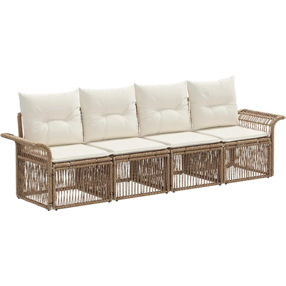 vidaXL Tuinbankenset 4 st Beige poly rattan, foto 3
