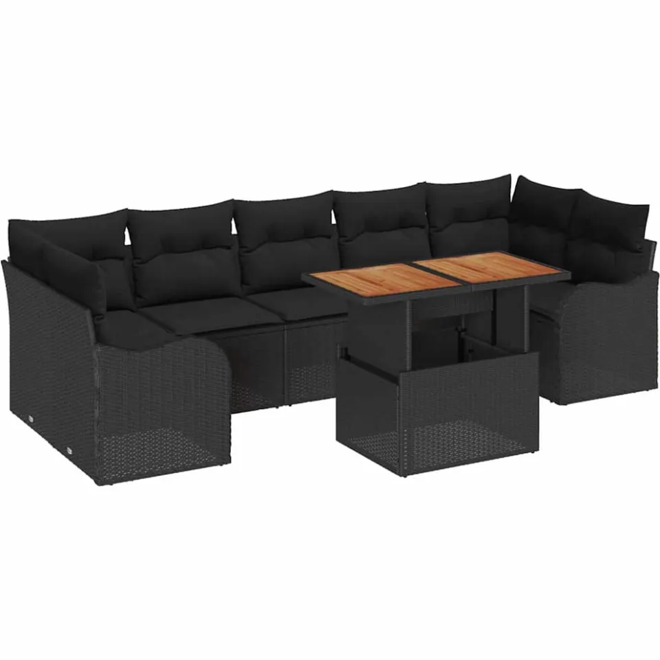 vidaXL Tuin Sofa Set 8 st Zwart Poly riet